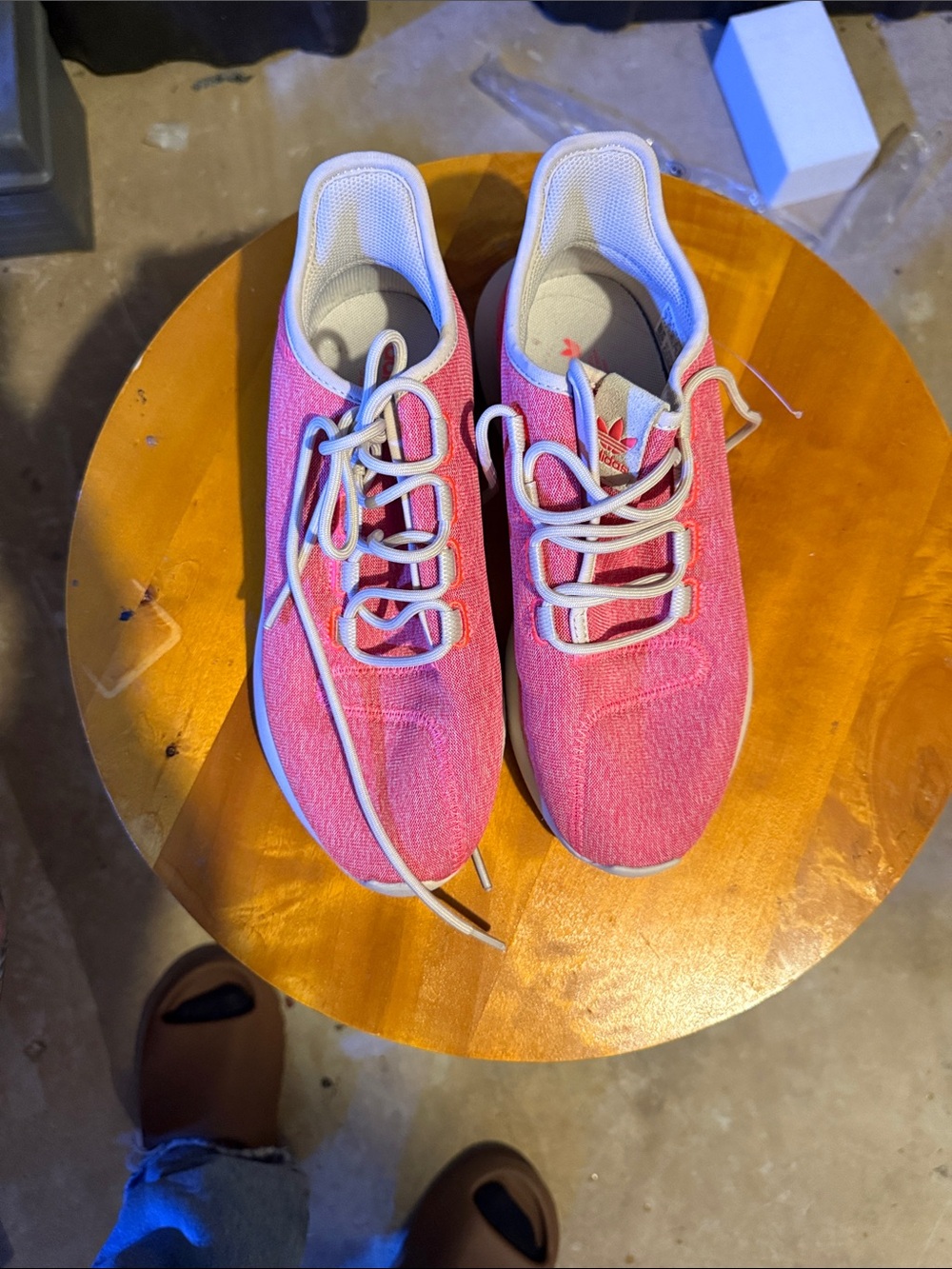 adidas Pink Knit Low-Top Sneakers with White Accents